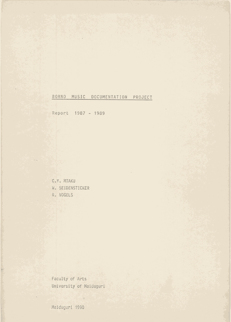 Der "BMDP-Report", eine frühere Dokumentation (1990) der Aufnahmeaktivitäten im Borno State